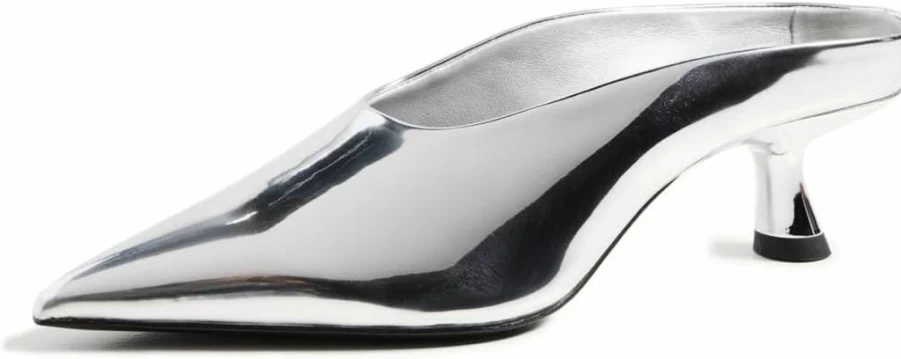 SIMON MILLER USA Women's Chrome Pointed Toe Gala Mules Slip-On Shoes