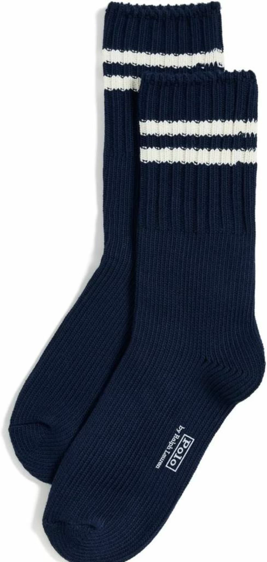 POLO RALPH LAUREN Men's Striped Deck Crew Socks - Classic Cotton Casual Athletic Socks for Men