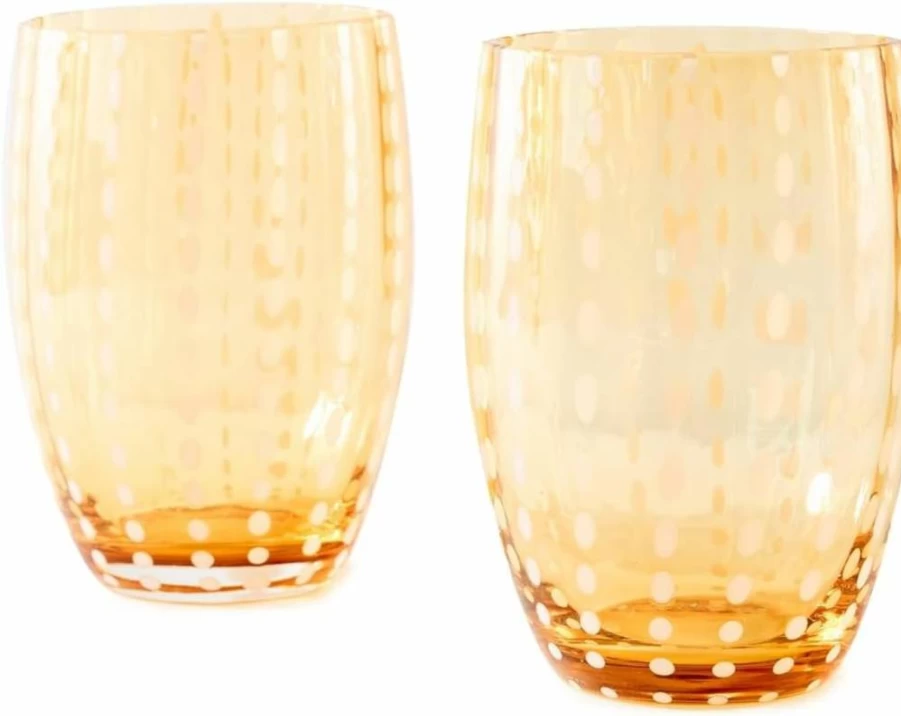 Zafferano Perle Women's Tumbler Set - 2-Piece Elegant Glass Cups for Drinks