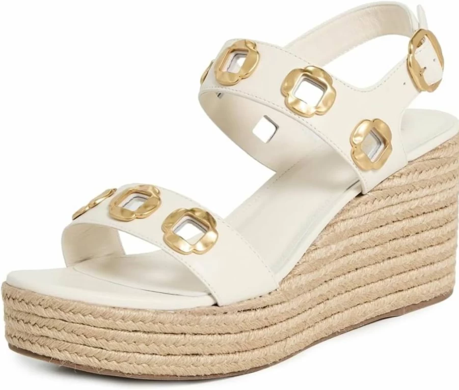 Amazon Women's Ivory Genuine Leather Milan Style Espadrille Flats - Comfortable Summer Wedge Shoes