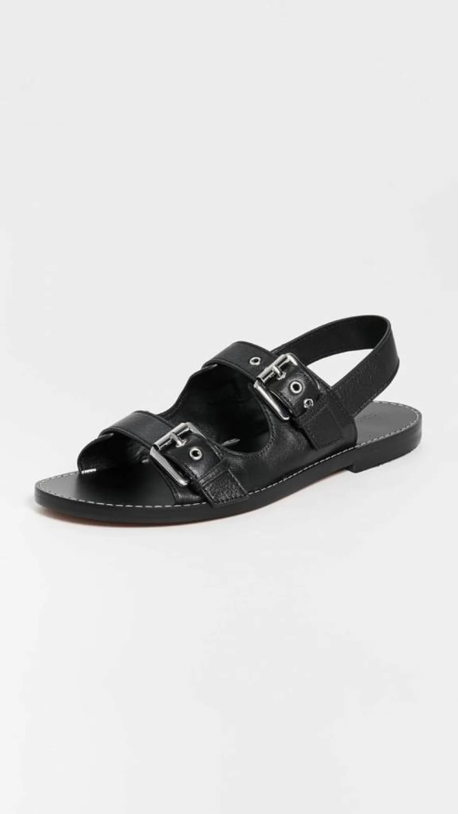 Madewell Women's Indie Double Buckle Leather Sandals - Comfortable Casual Strappy Footwear