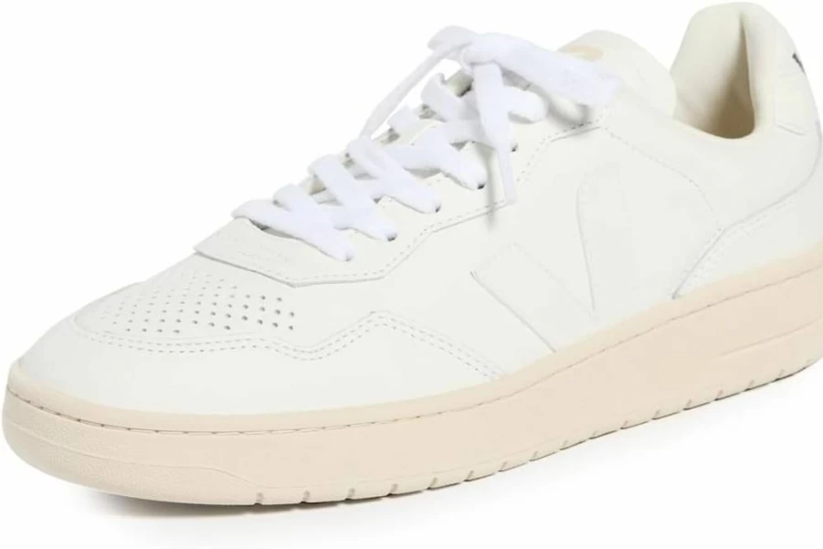 Veja Women's V-90 Organic Leather Sneakers - White Vegan OT Sustainable Shoes