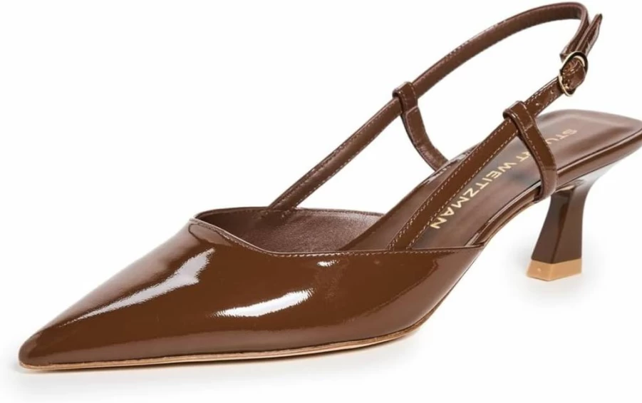Stuart Weitzman Women's Vinnie 50mm Slingback Heels - Elegant Low Block Heel Sandals for Women
