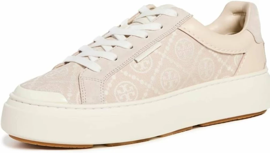Tory Burch Women's T Monogram Ladybug Sneakers - Fashionable White Leather Athletic Shoes with Embroidered Bug Detail