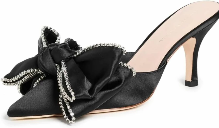 Loeffler Randall Women's Margot Bow Mules | Slip-On Loafers | Comfortable Bow Detail Flat Shoes