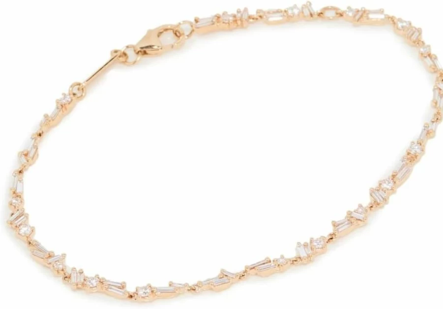 Suzanne Kalan 18K Yellow Gold Diamond Tennis Bracelet for Women with 72 Round Cut Stones