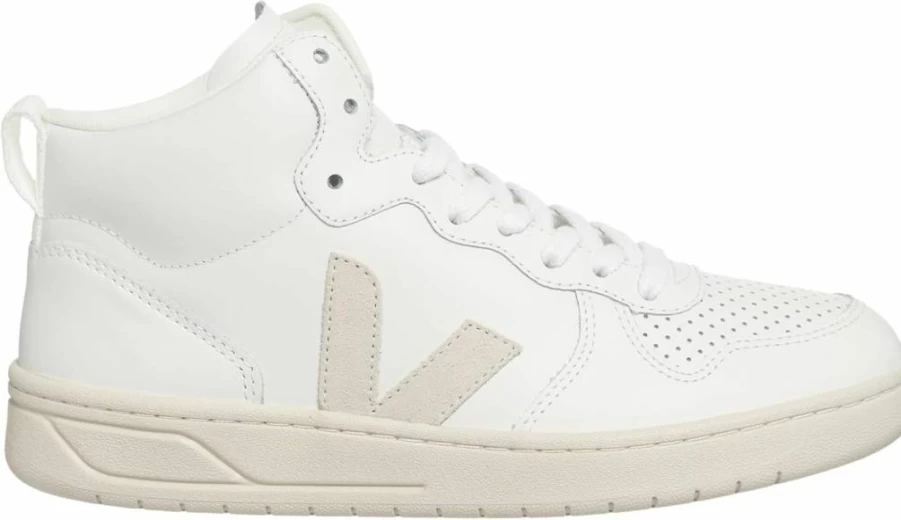 Veja Women's V-15 High-Top White Leather Sneakers | Sustainable Vegan Shoes