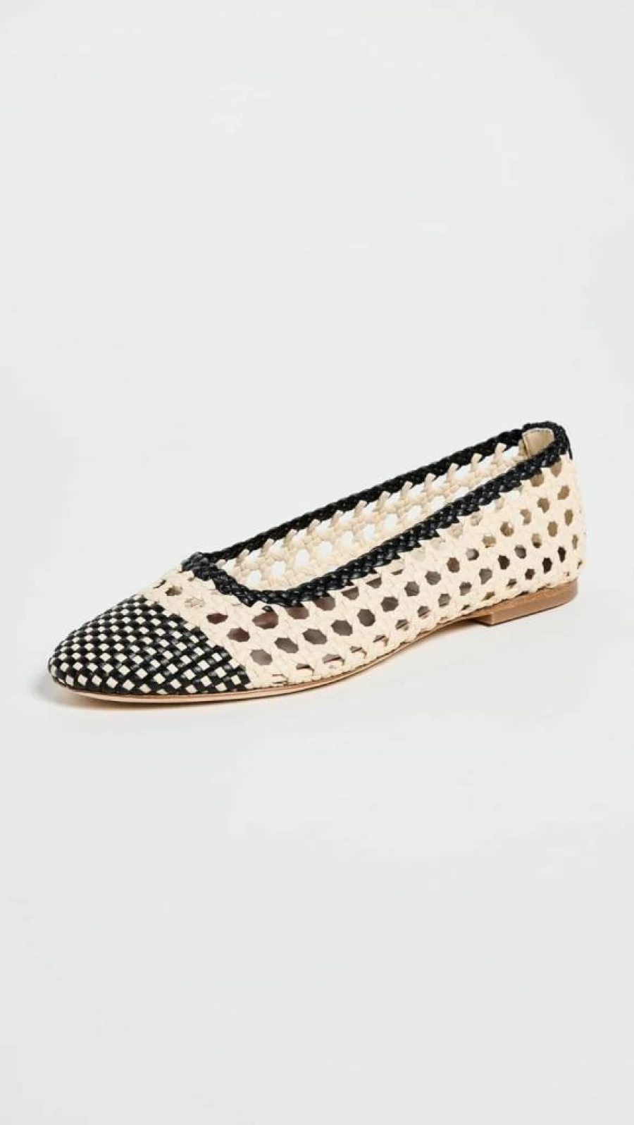 STAUD Nell Crochet Ballerina Flats for Women - Handmade Knit Ballet Flat Shoes