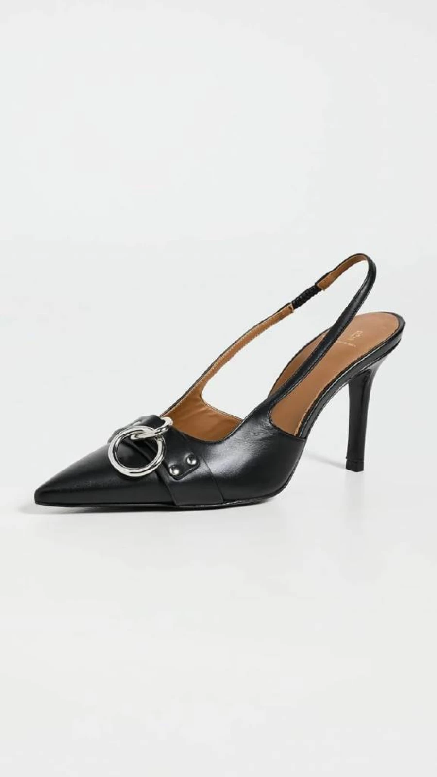 R13 Women's Chunky Heel Slingback Sandals with Metal Ring Detail
