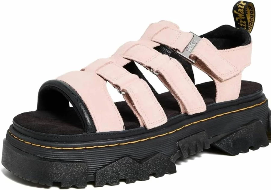Dr. Martens Women's Mattison 3-Strap Leather Sandals | Chunky Platform Slide Sandals for Women