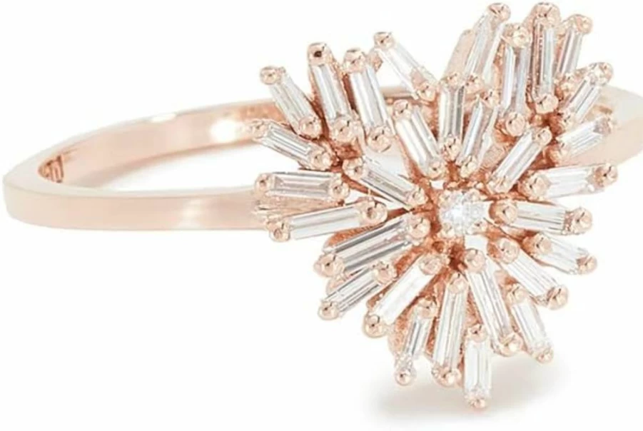 Suzanne Kalan 18K Gold Mini Heart Ring for Women - Elegant Diamond Accent Jewelry