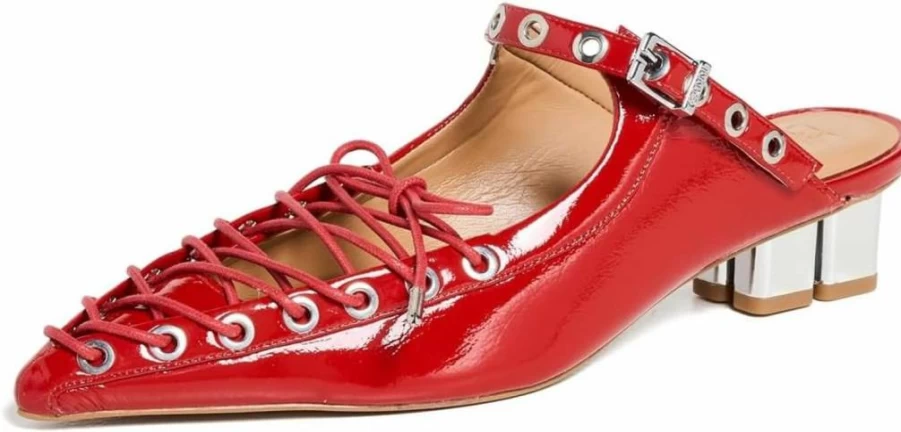 Ganni Women's Eyelet Lace-Up Mules | Breathable Summer Slip-On Shoes | Fashionable Comfort Footwear