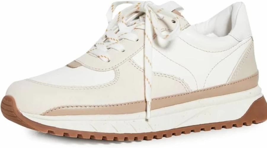 Madewell Women's Neutral Colorblock Leather Kickoff Trainer Sneakers – Comfortable Casual Shoes