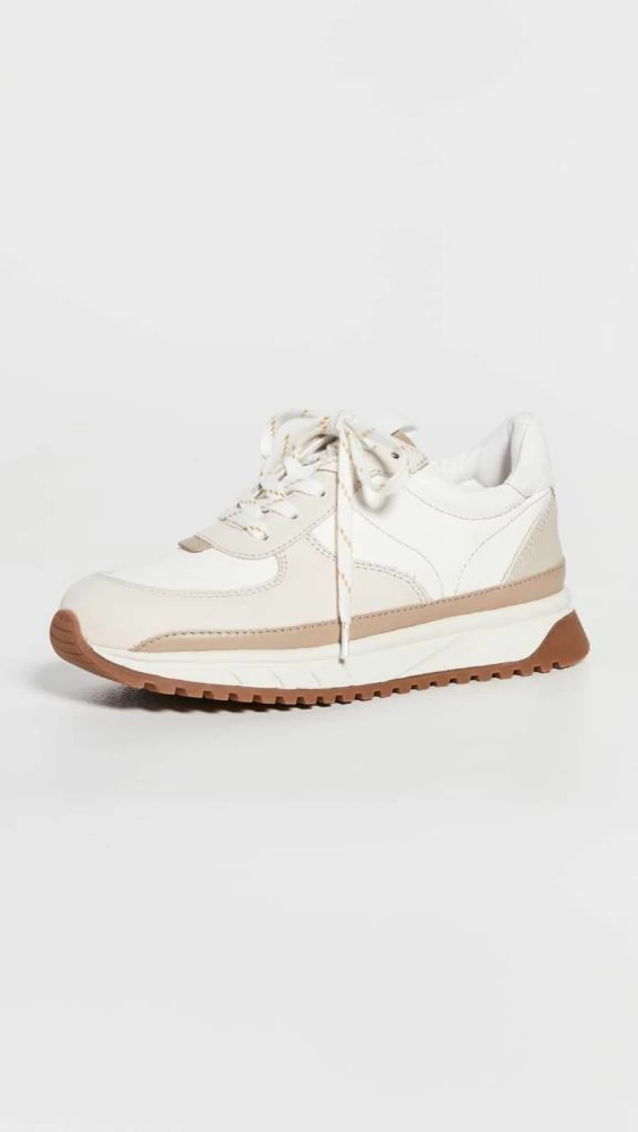 Madewell Women's Neutral Colorblock Leather Kickoff Trainer Sneakers – Comfortable Casual Shoes
