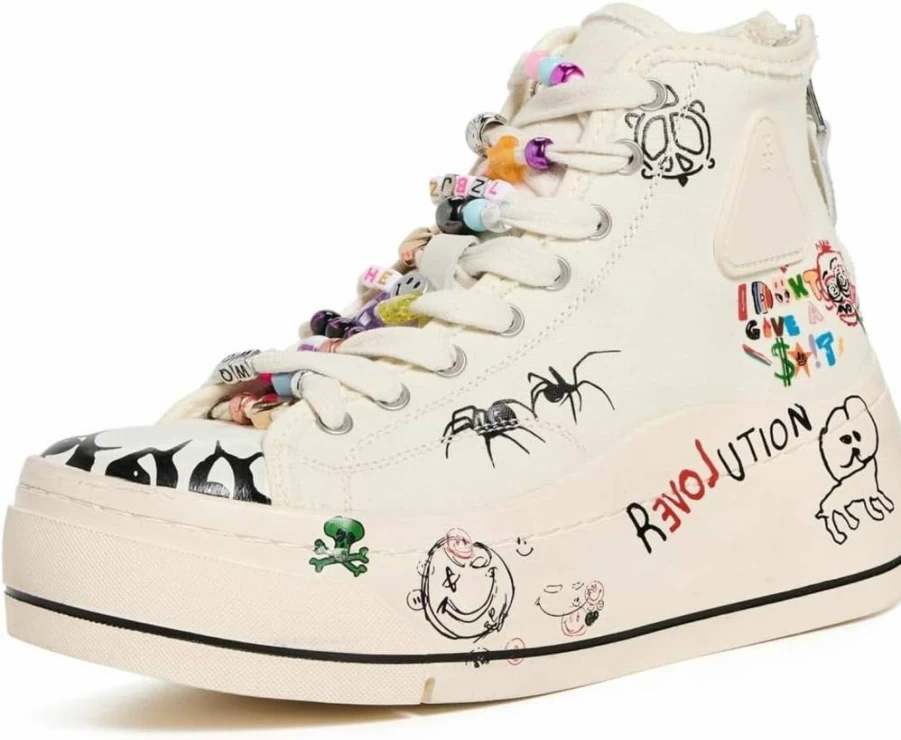 R13 Women's Kurt High Top Sneakers - Retro Chunky Sole Lace-Up Fashion Shoes