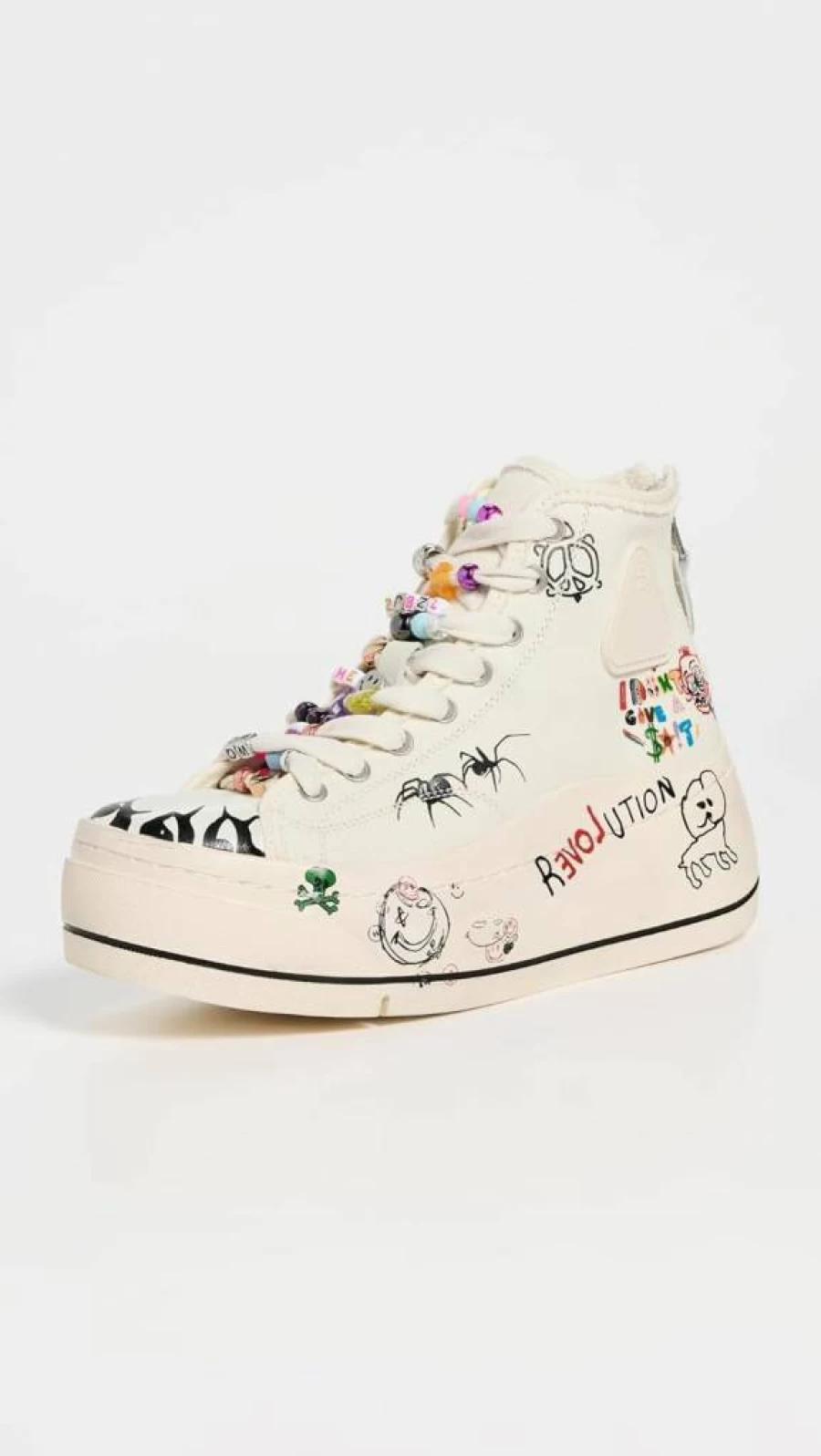 R13 Women's Kurt High Top Sneakers - Retro Chunky Sole Lace-Up Fashion Shoes