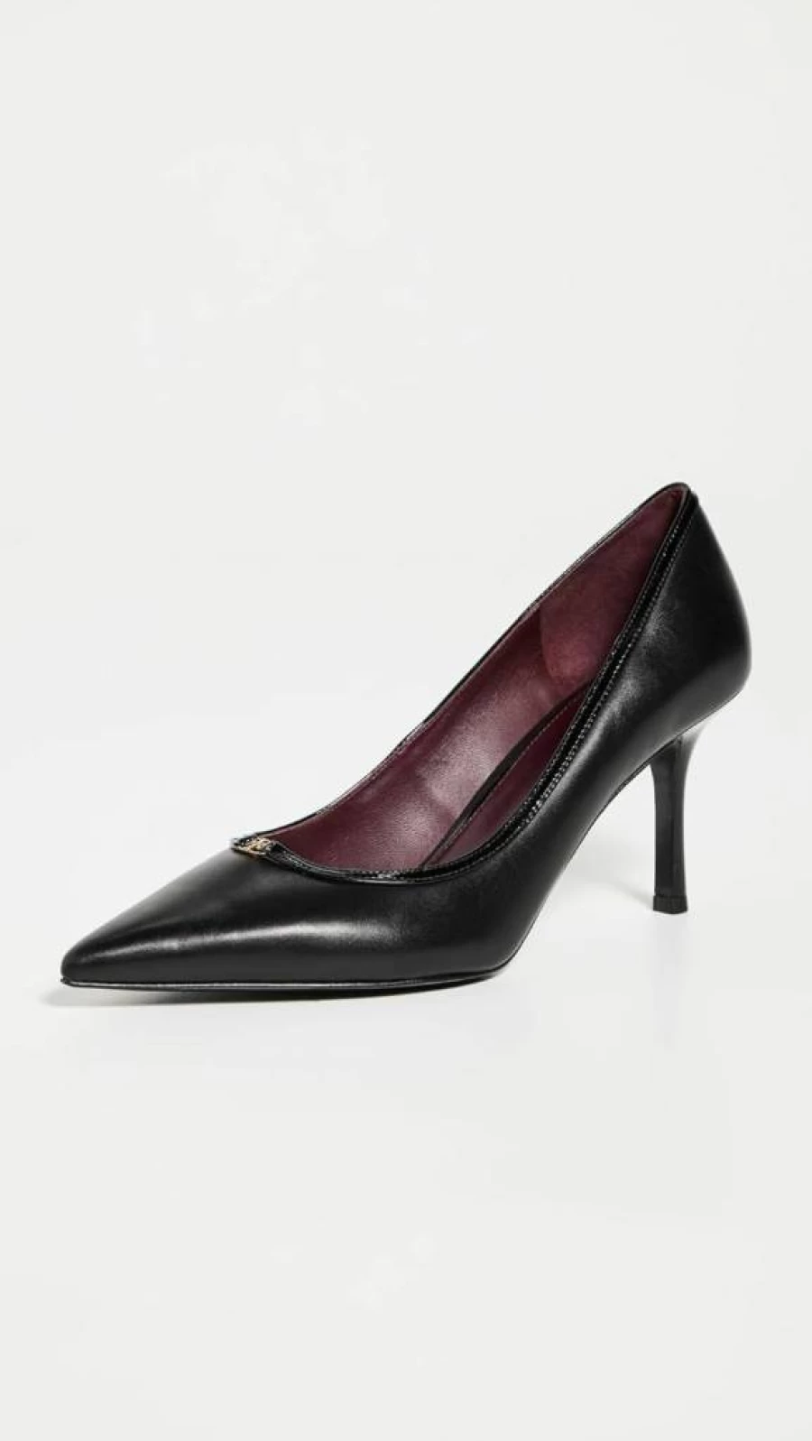Tory Burch Women's Double T Logo Buckle Pump Heels 80mm Leather Dress Shoes