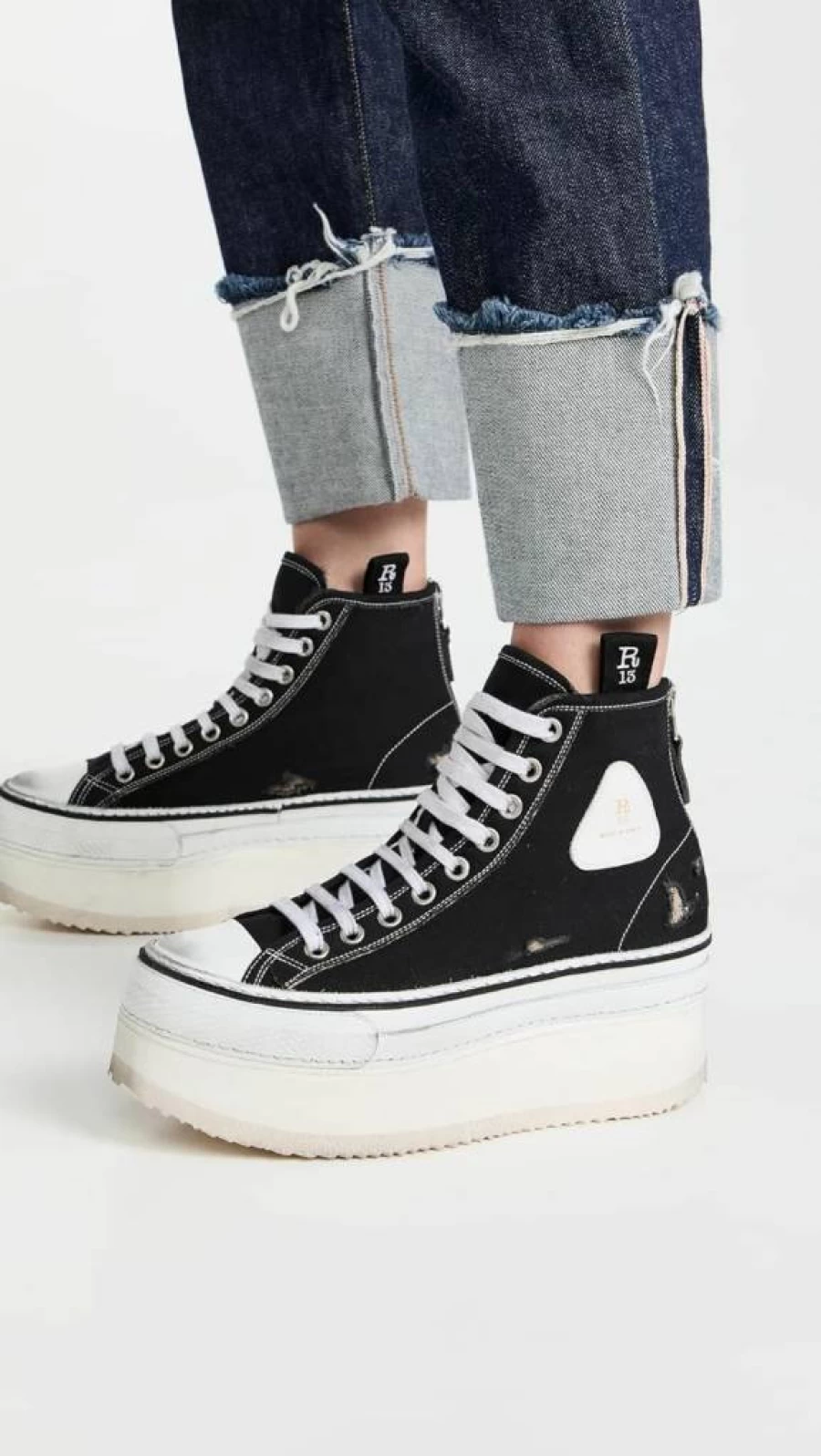 R13 Women's Black Platform High Top Sneakers - Chunky Retro Skate Shoes