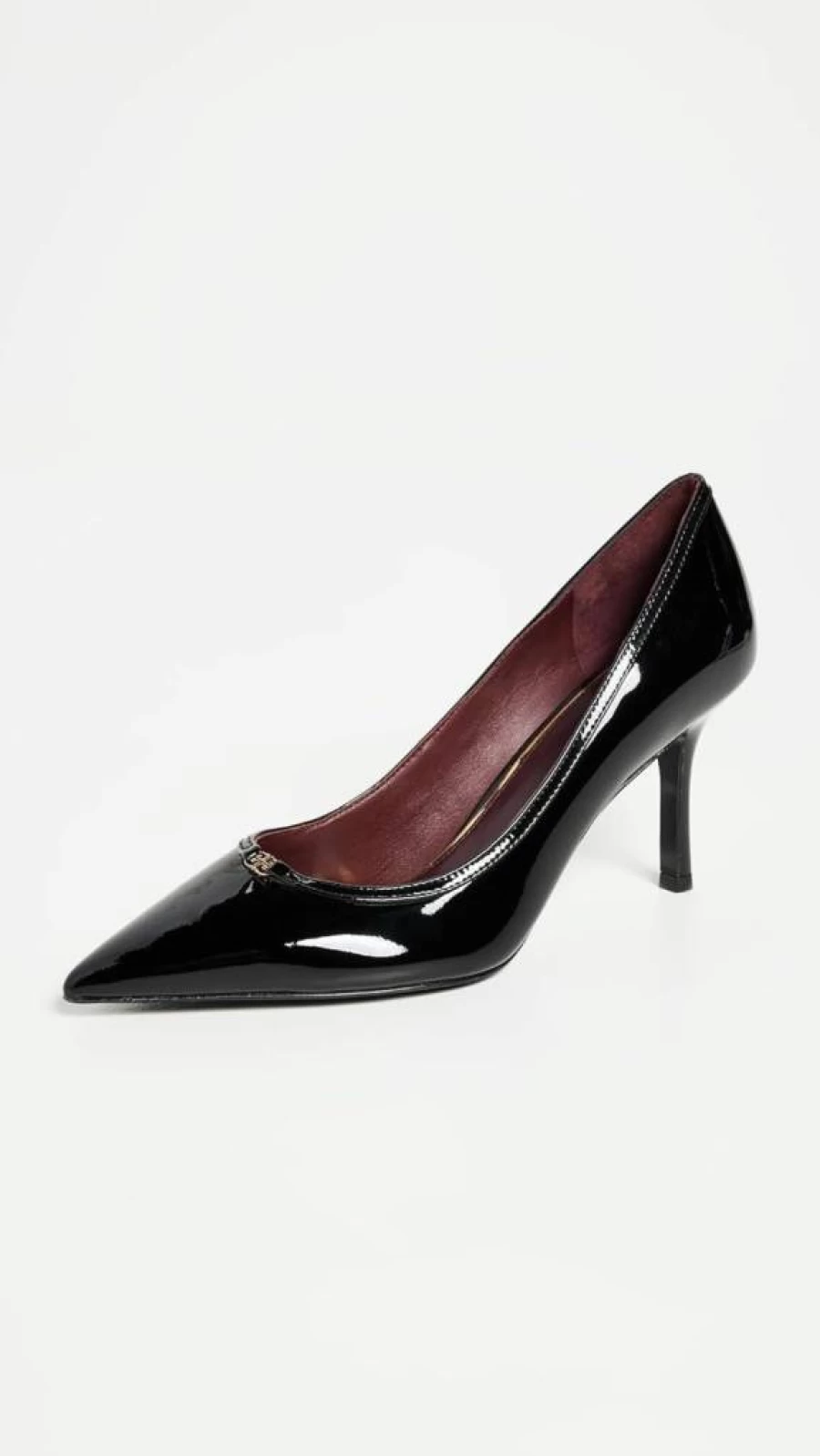 Tory Burch Women's Double T Buckle Pumps 80mm Heel - Classic Leather Court Shoes for Women