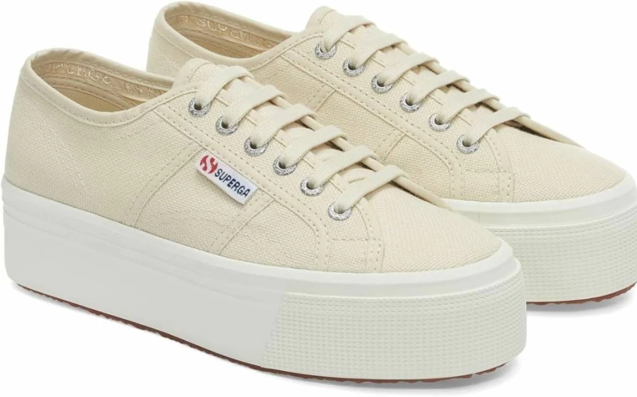 Superga Women's 2790 Platform Sneakers - Classic White Canvas Fashion Sneakers with Chunky Sole for Comfort & Style